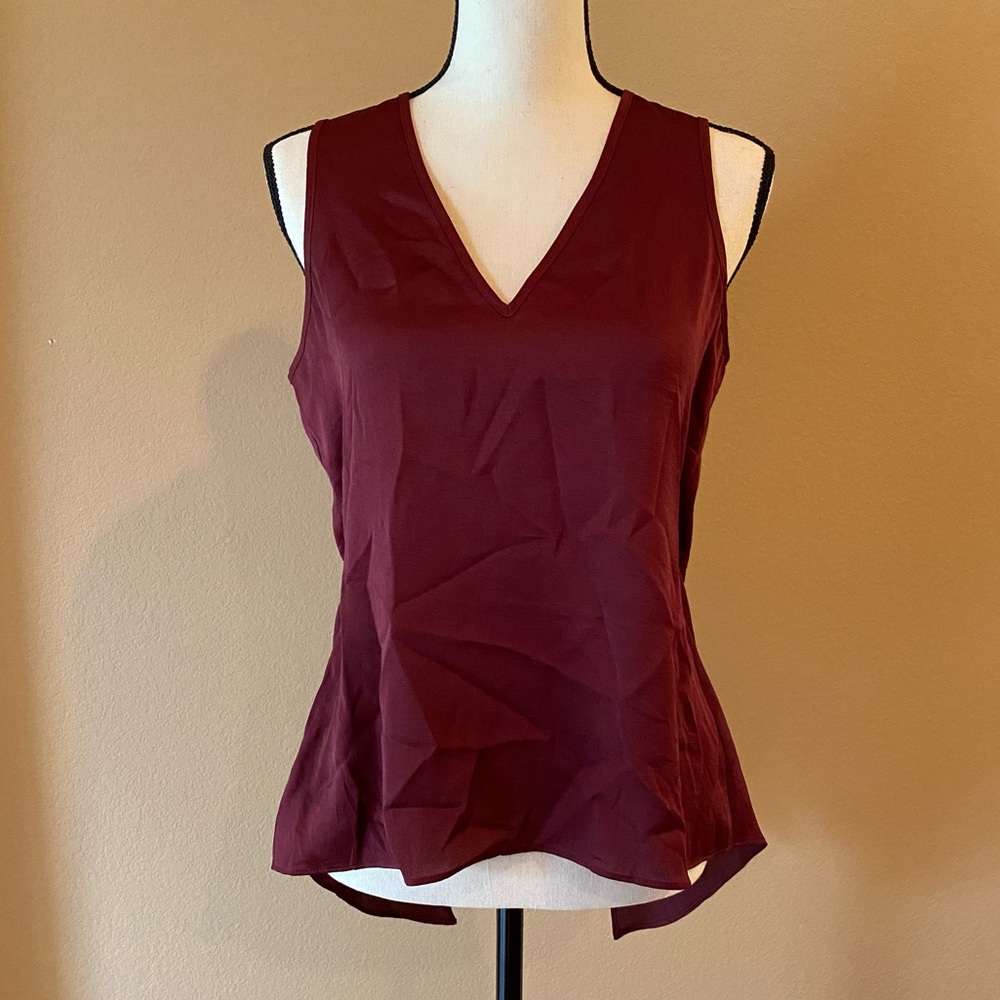 Express Maroon Satin Tie Back Tank
